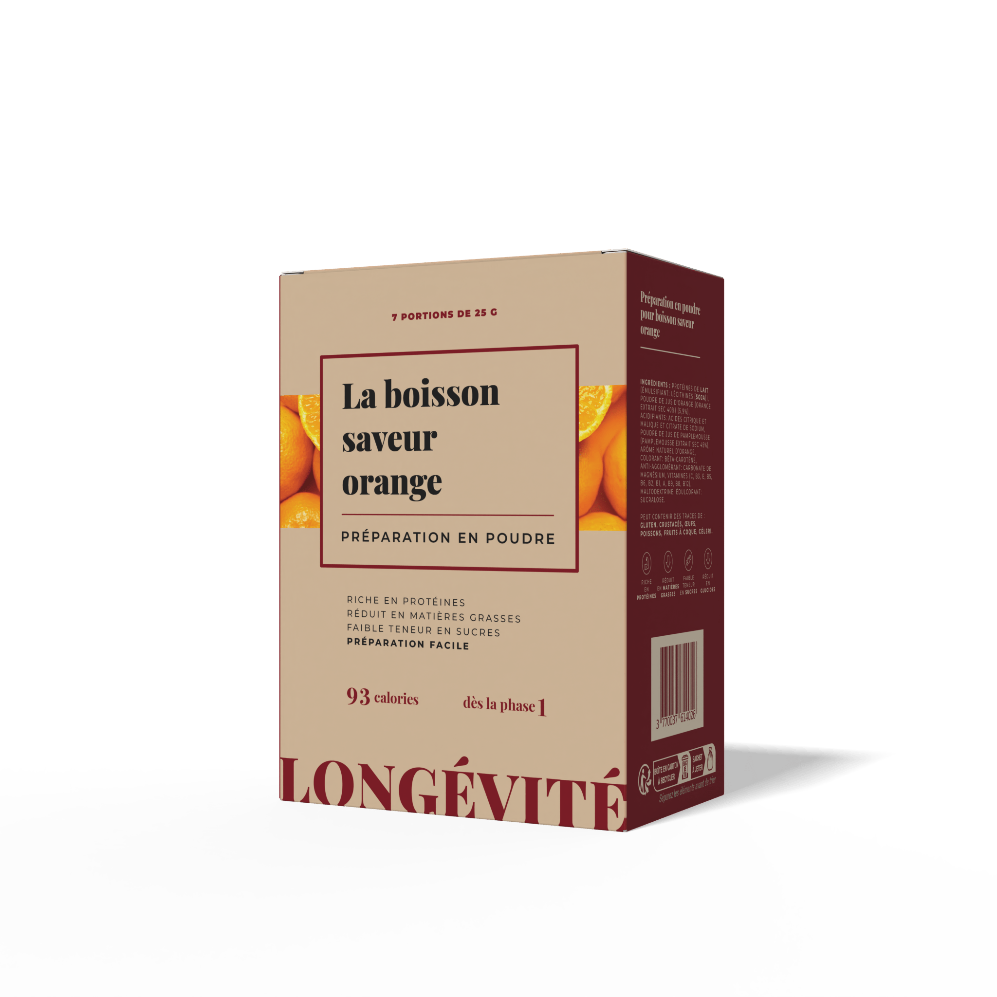 La boisson saveur orange (7 portions) - LONGÉVITÉ