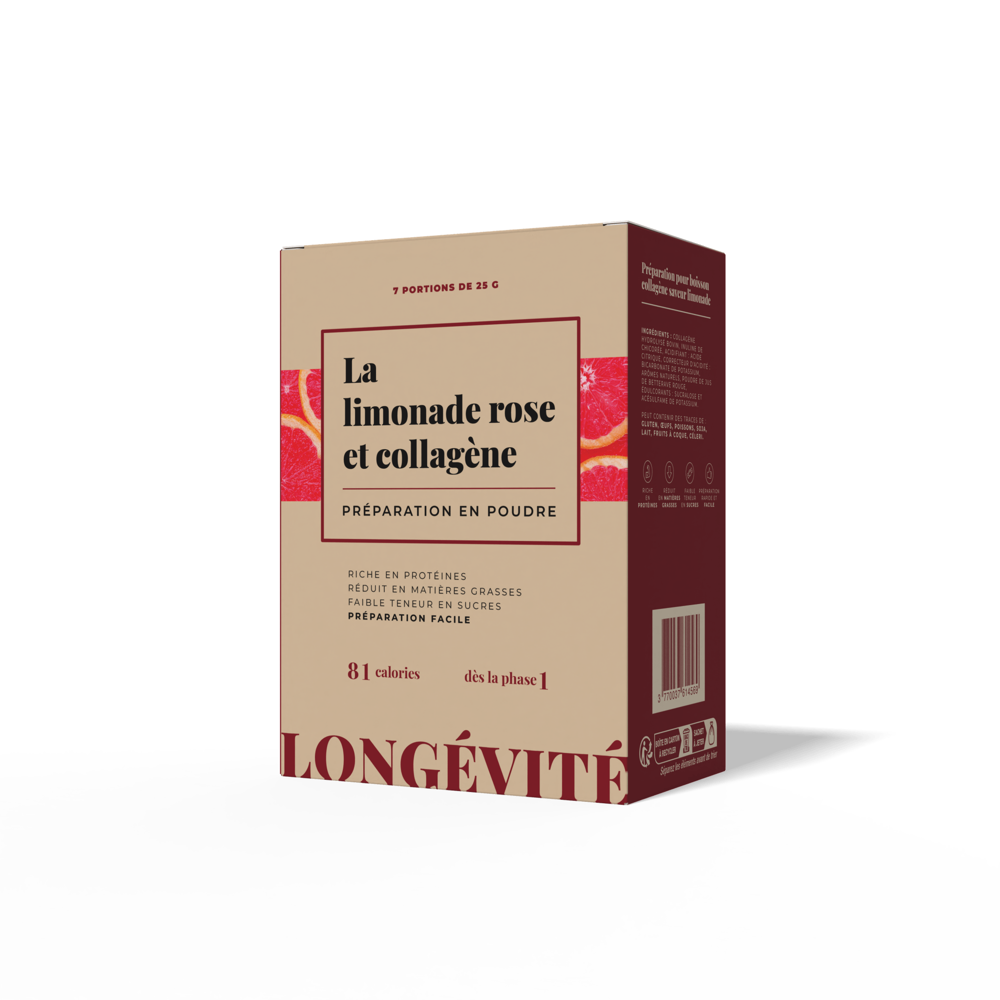 La limonade rose et collagène (7 portions) - LONGÉVITÉ