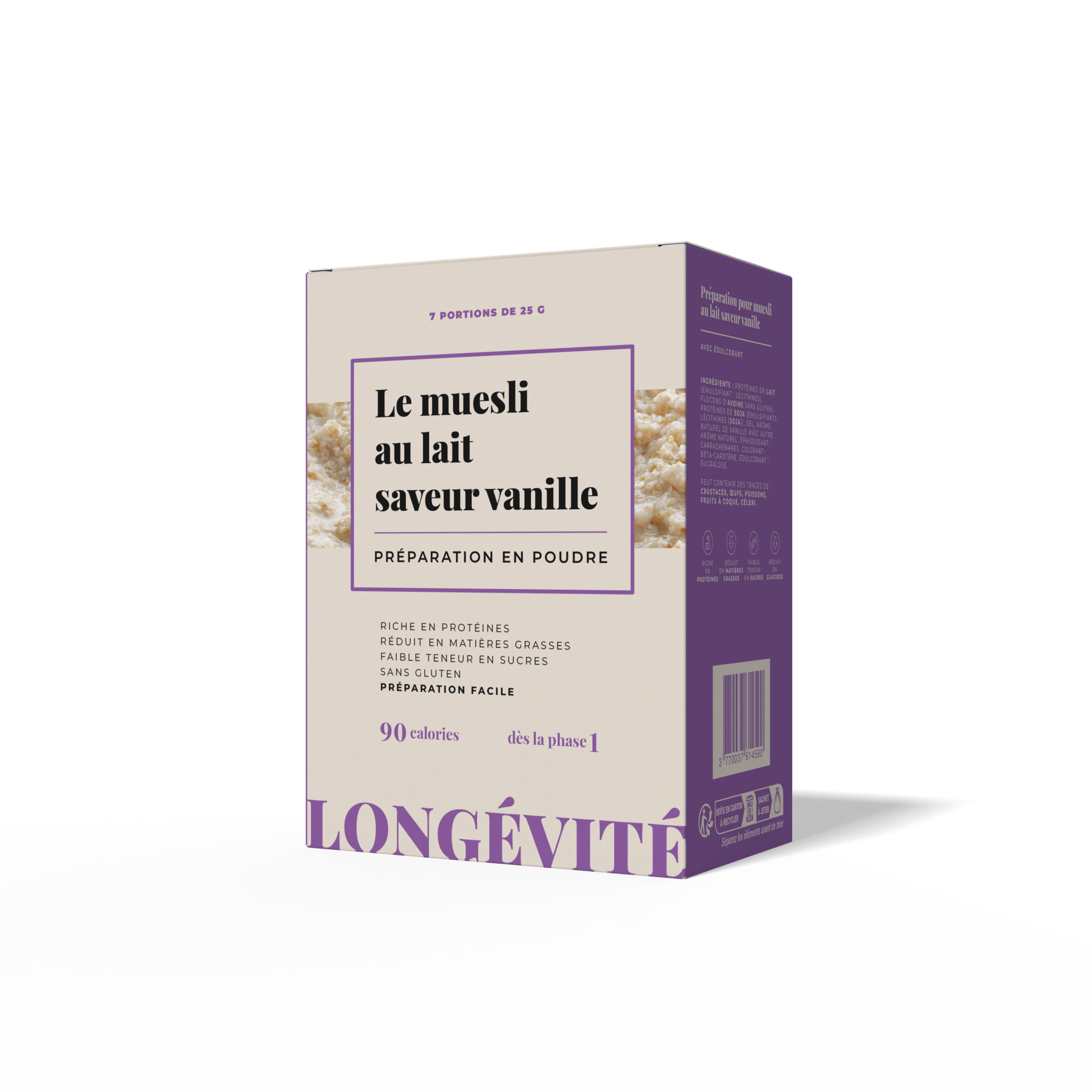 Le muesli au lait saveur vanille (7 portions) - LONGÉVITÉ