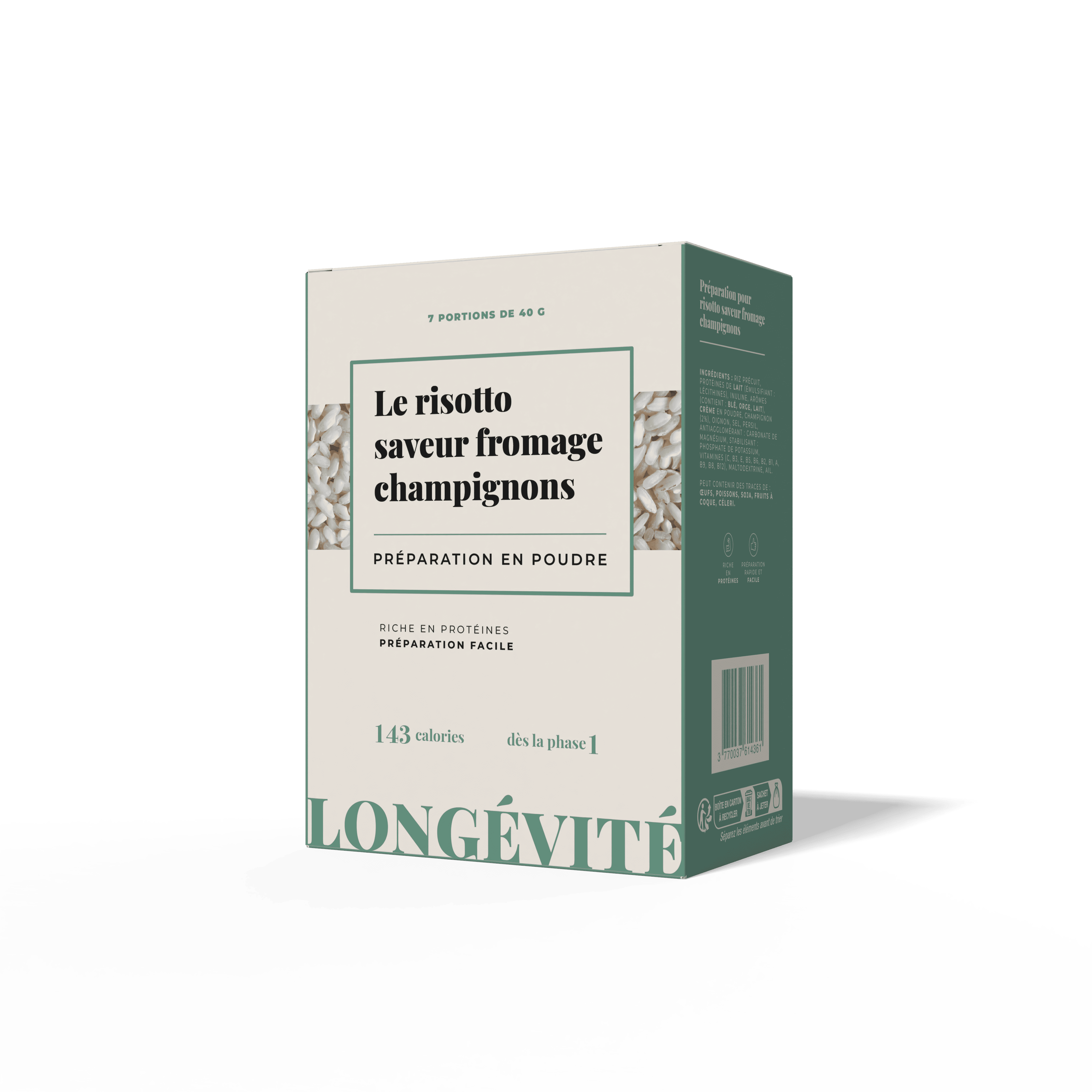 Le risotto saveur fromage champignons (7 portions) - LONGÉVITÉ