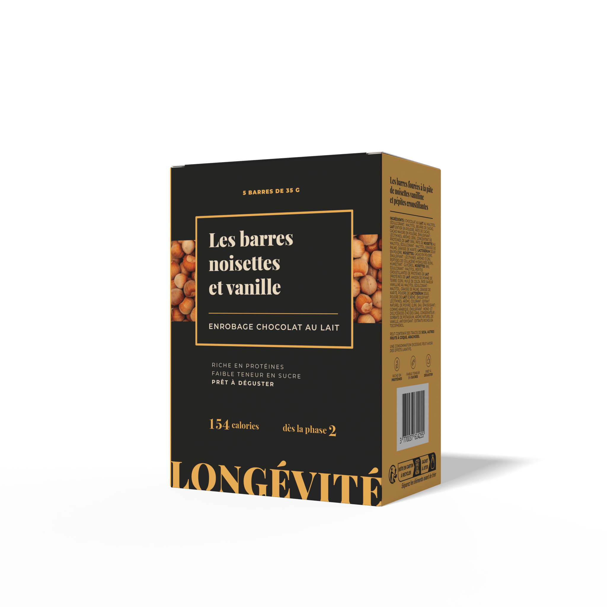 Les barres noisettes et vanille (5 barres) - LONGÉVITÉ