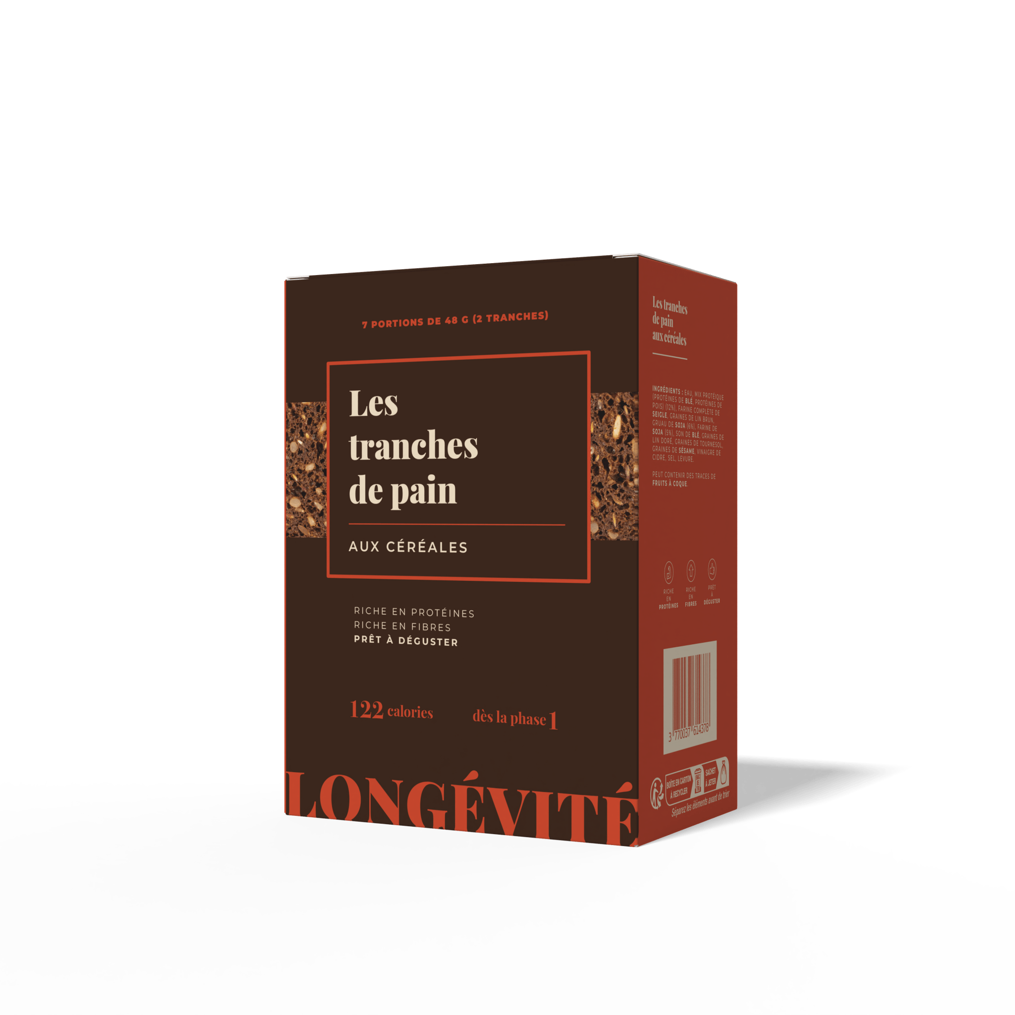 Les tranches de pain aux céréales (7 portions) - LONGÉVITÉ