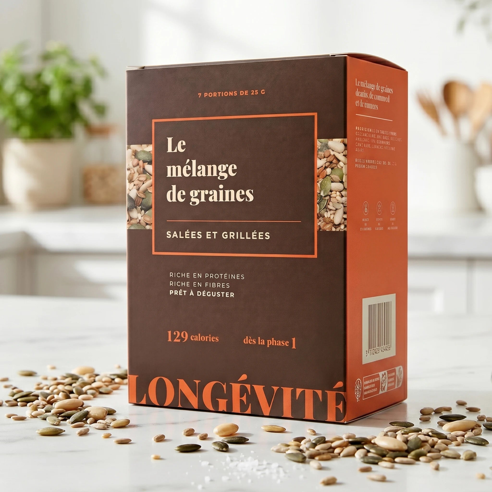 Mélange de graines salées et grillées riche en protéines et fibres, snack sain – LONGÉVITÉ