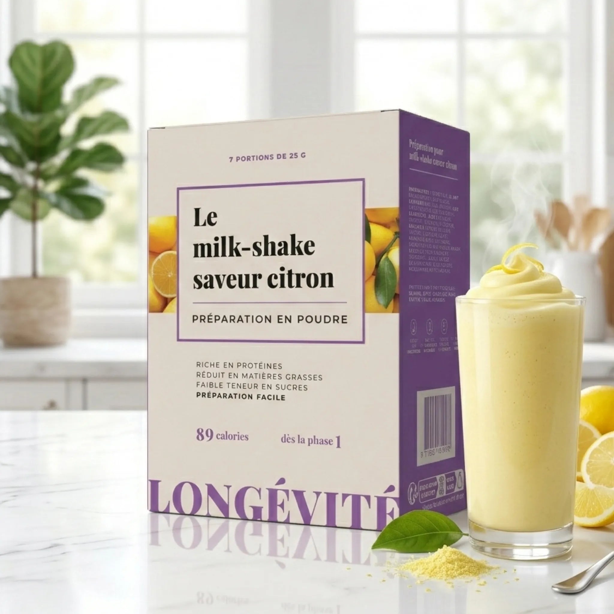 Milk-shake citron protéiné en poudre, riche en protéines et faible en matières grasses – LONGÉVITÉ