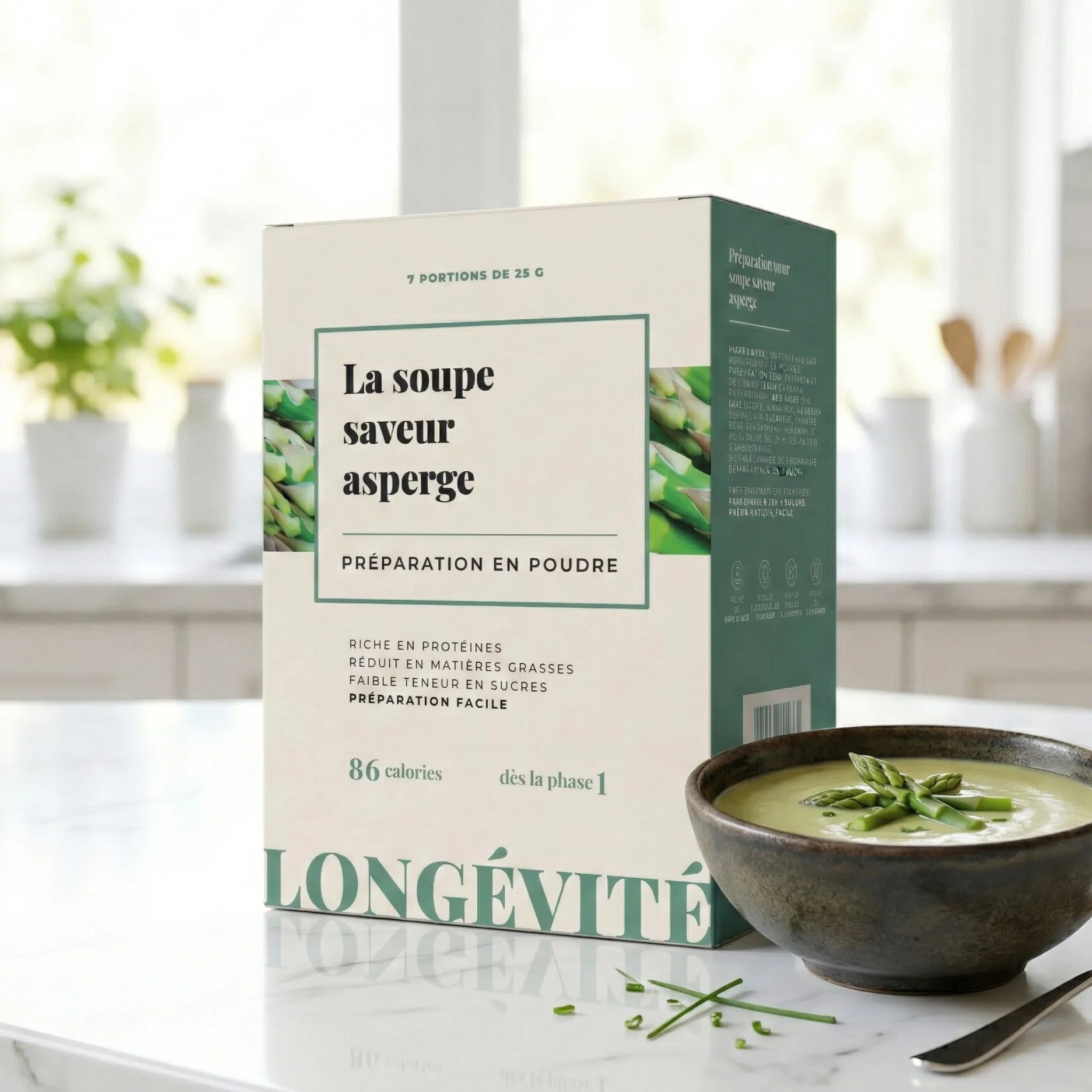 Soupe asperge protéinée en poudre, riche en protéines et faible en matières grasses – LONGÉVITÉ