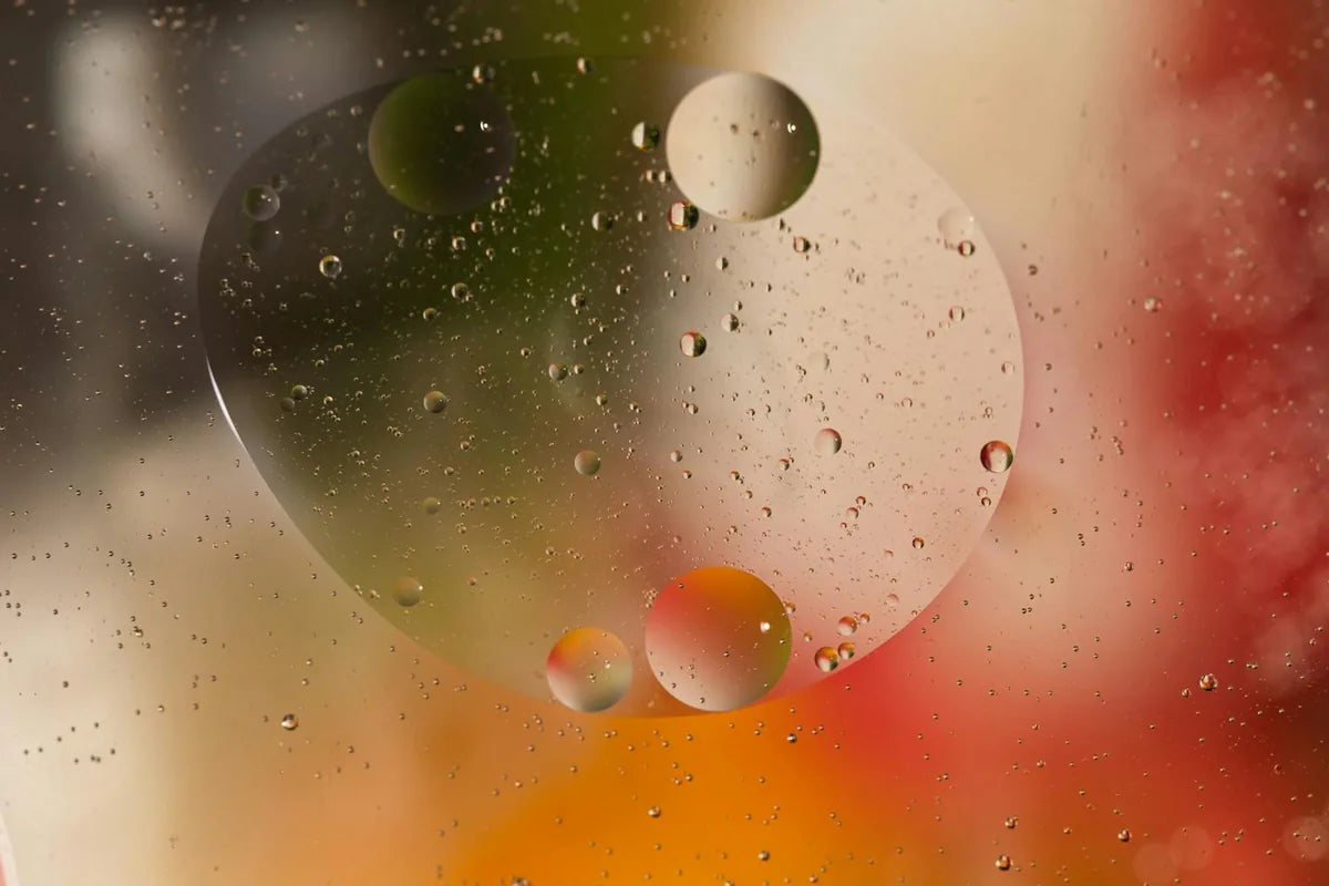 Texture macro gouttes d'huile et bulles - métabolisme lipidique et cétose nutritionnelle