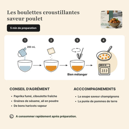 Étapes de préparation boulettes poulet protéinées Longévité Paris
