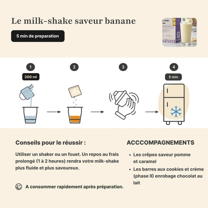 Étapes de préparation milk-shake banane protéiné Longévité Paris