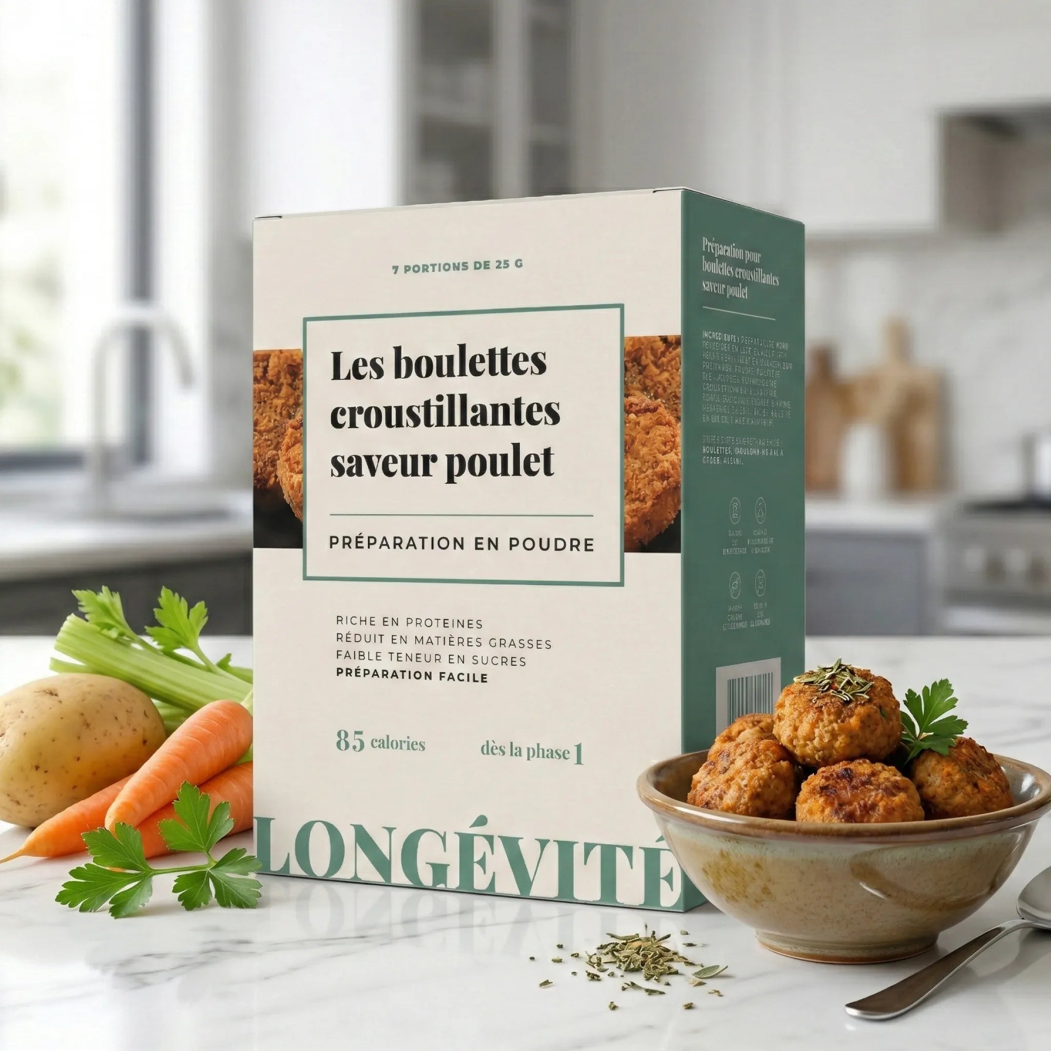 Boulettes croustillantes poulet protéinées en poudre, riches en protéines et faibles en matières grasses – LONGÉVITÉ