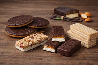 Barres fruits rouges chocolat blanc, gaufrettes vanille fourrées et biscuits chocolat noir – LONGÉVITÉ