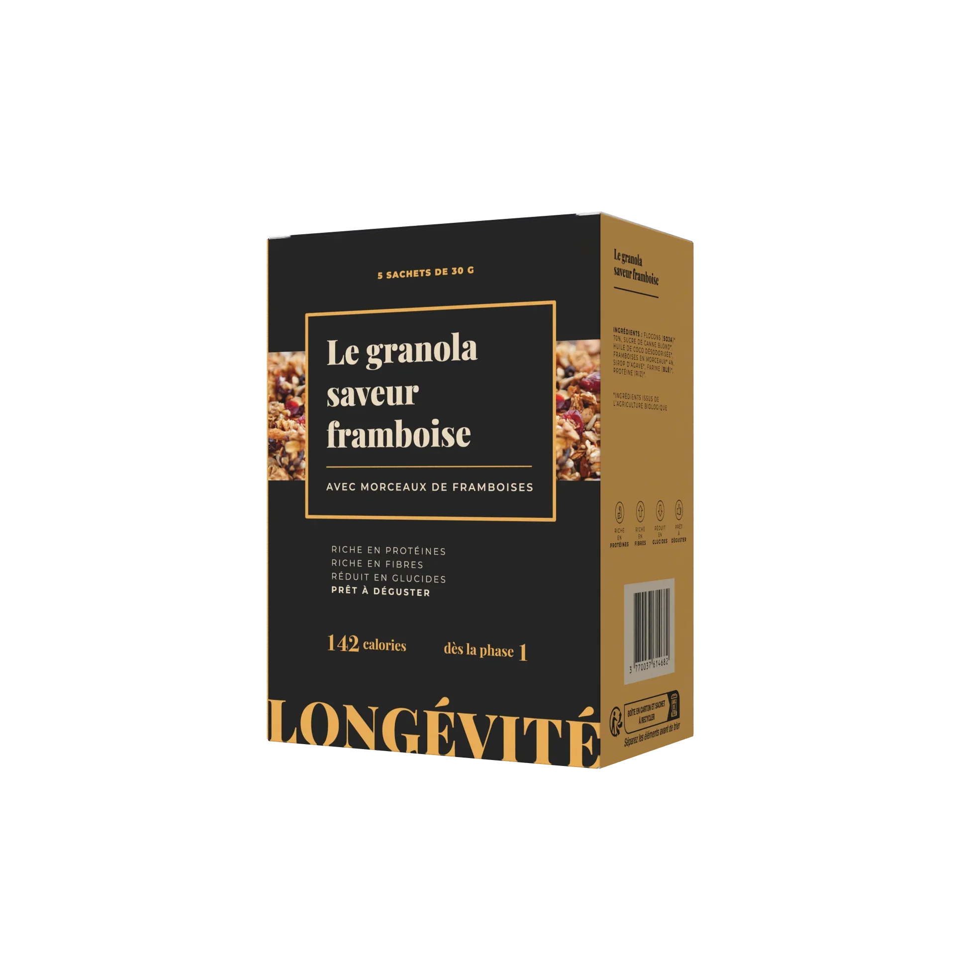Le granola saveur framboise (5 portions) - LONGÉVITÉ