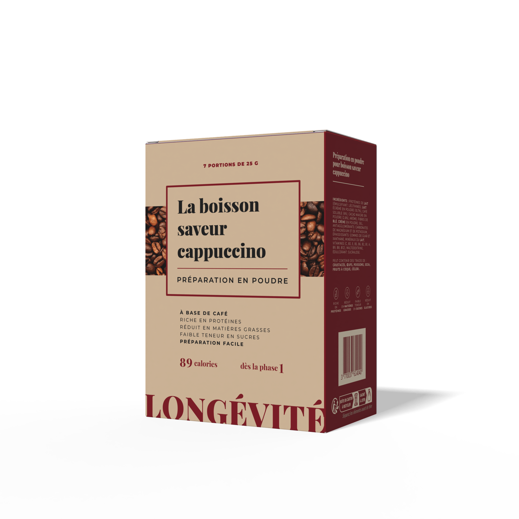 La boisson saveur cappuccino (7 portions) - LONGÉVITÉ