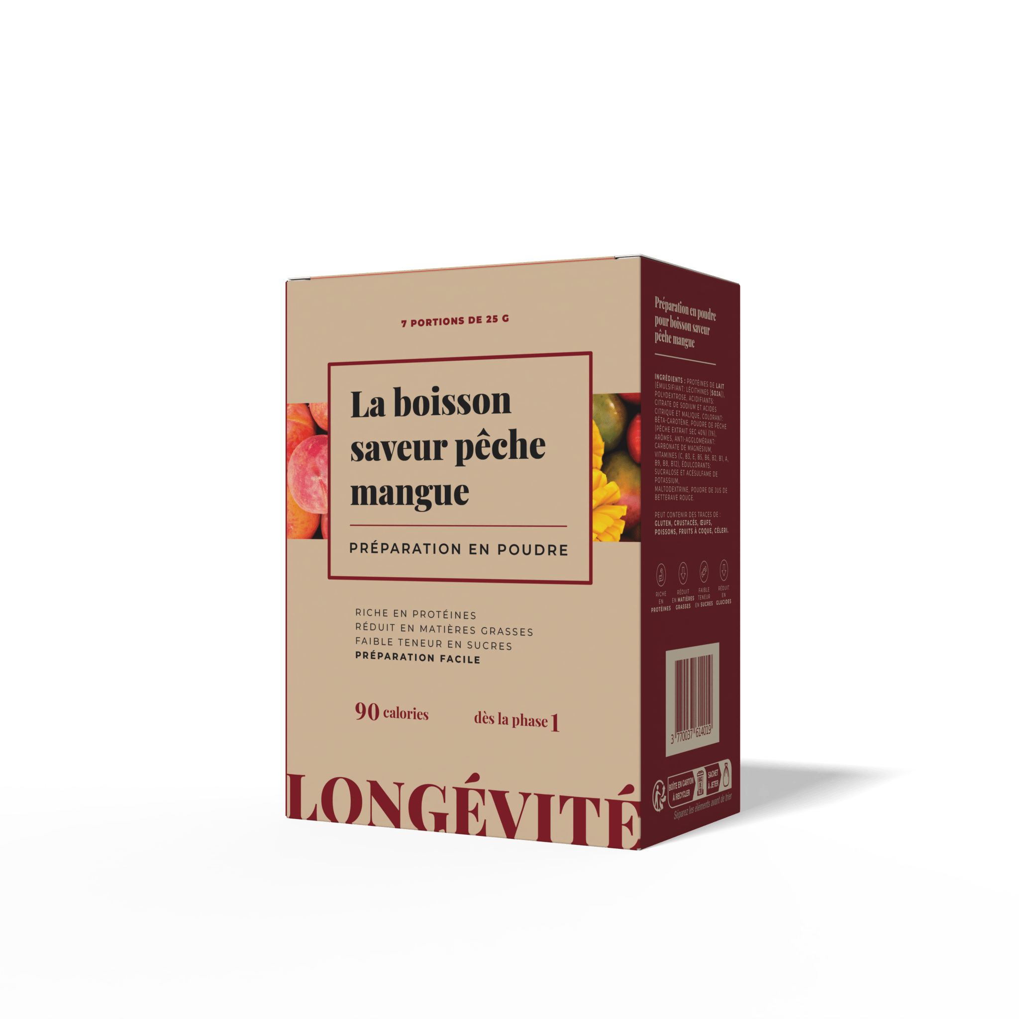 La boisson saveur pêche mangue (7 portions) - LONGÉVITÉ