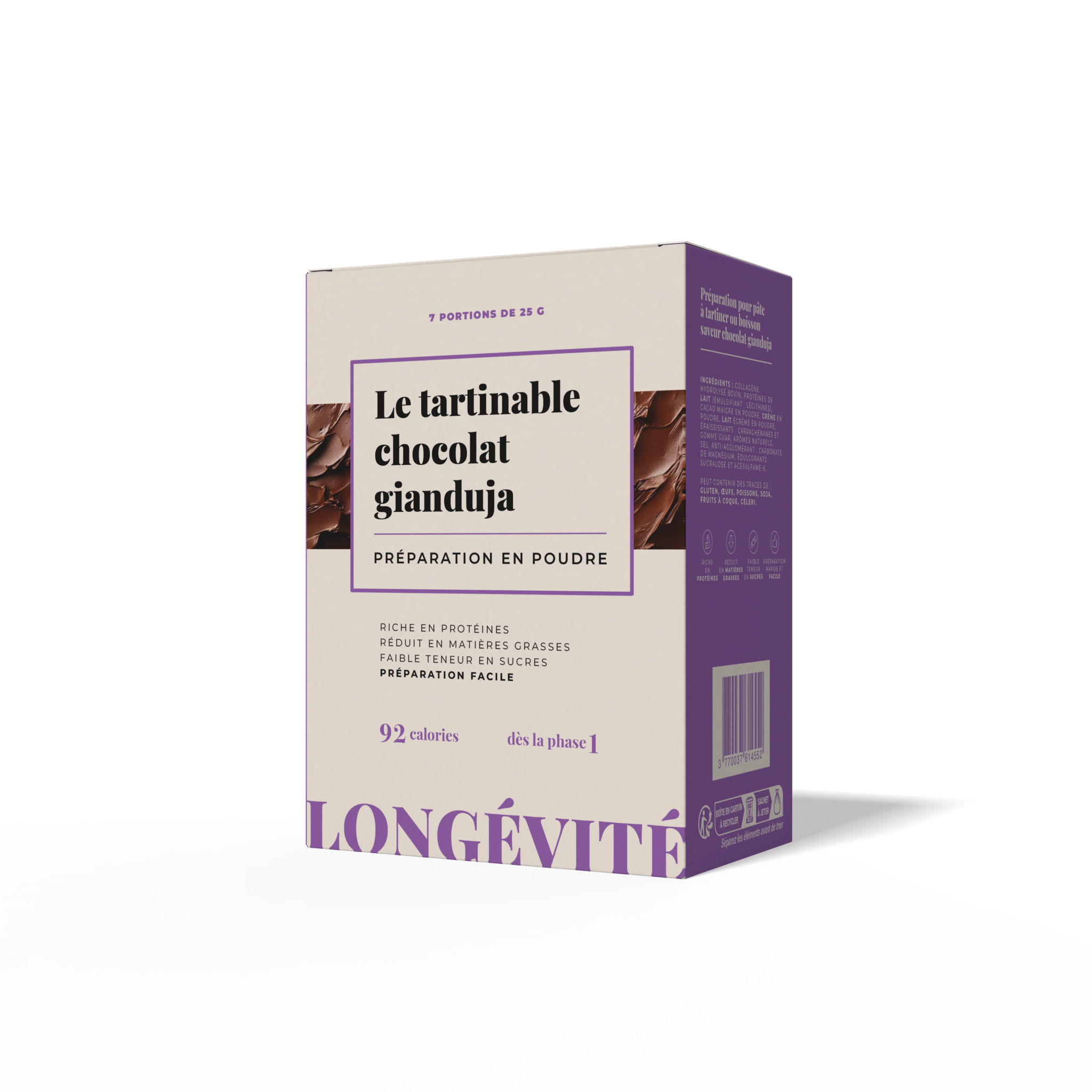 Le tartinable chocolat gianduja (7 portions) - LONGÉVITÉ