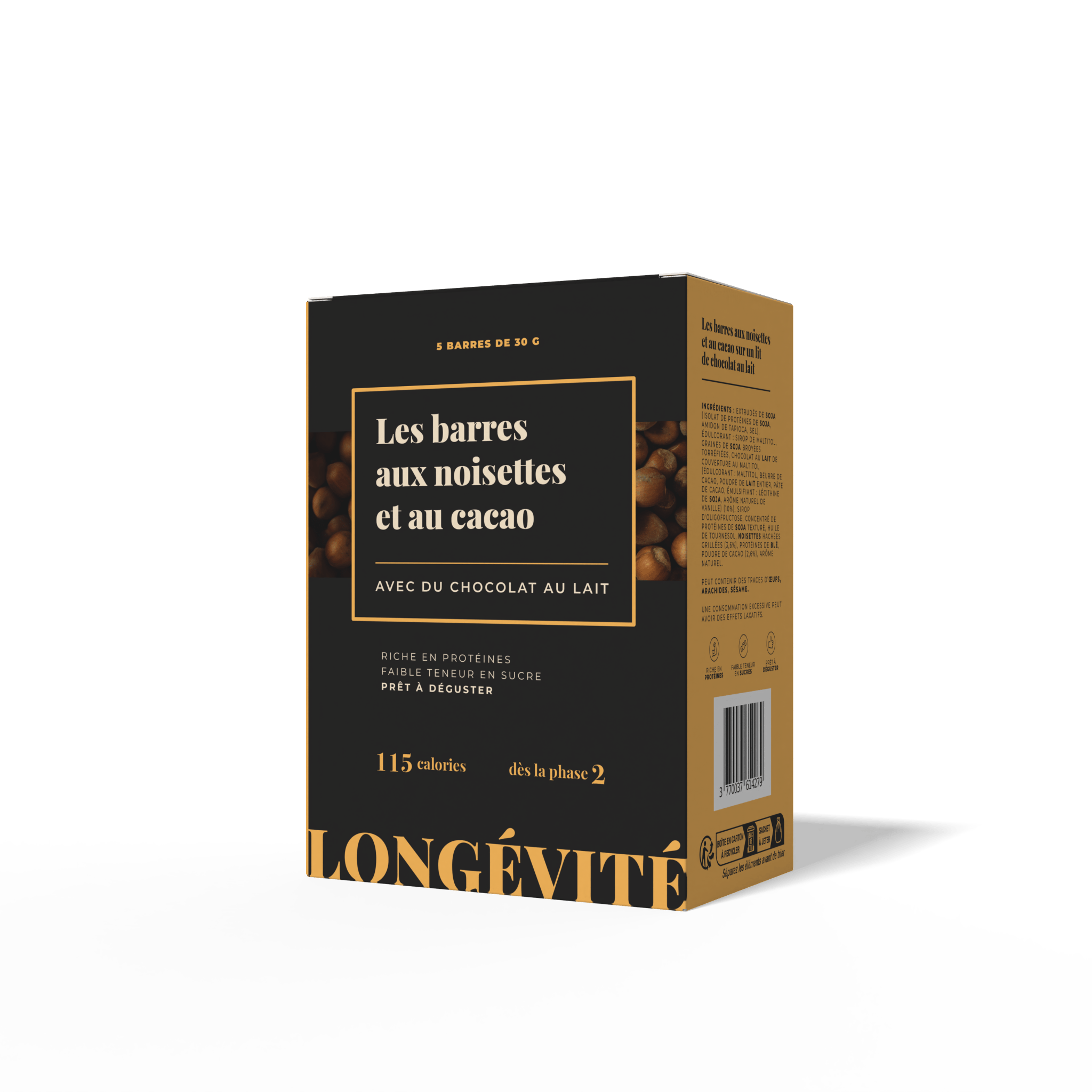 Les barres aux noisettes et au cacao (5 barres) - LONGÉVITÉ