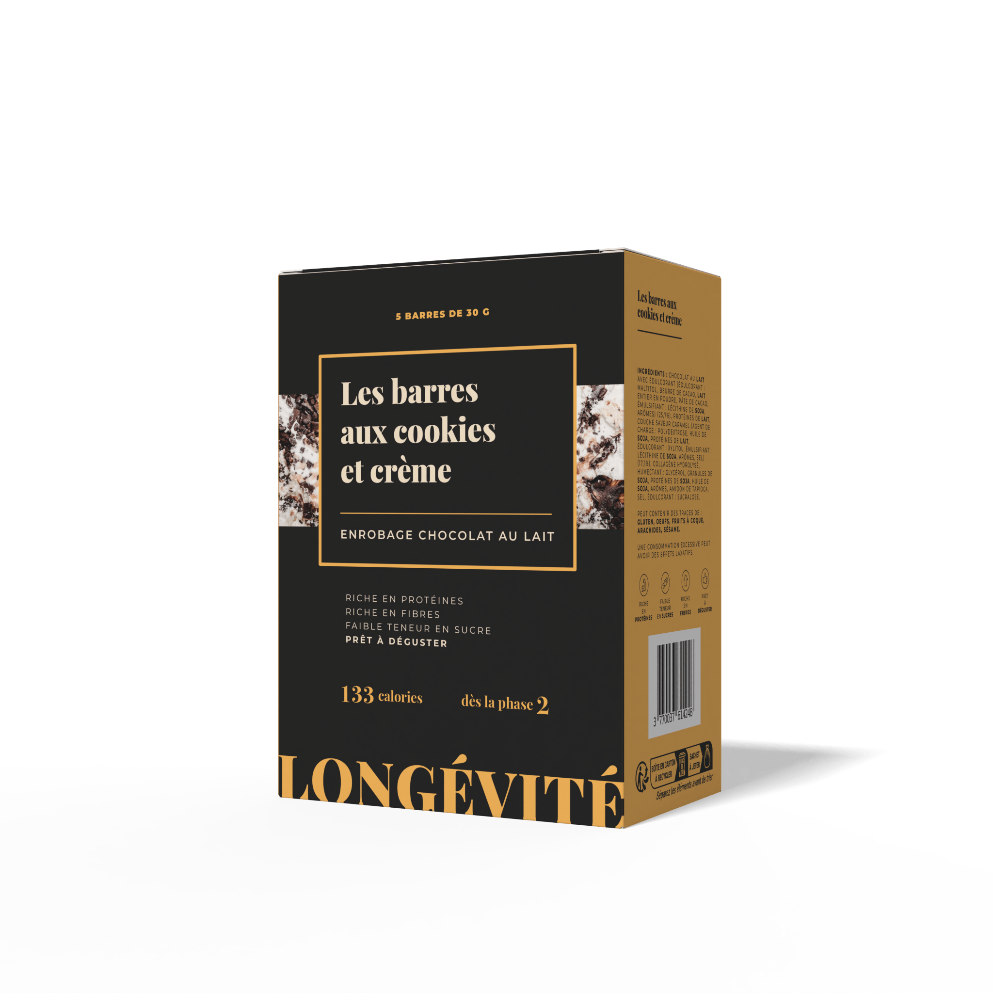 Les barres cookie et crème (5 barres) - LONGÉVITÉ
