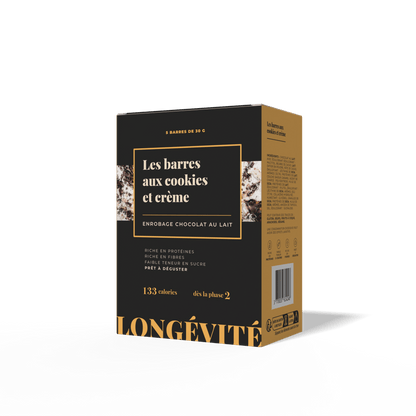 Les barres cookie et crème (5 barres) - LONGÉVITÉ