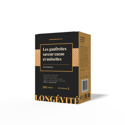 Les gaufrettes saveur cacao et noisettes (5 gaufrettes) - LONGÉVITÉ