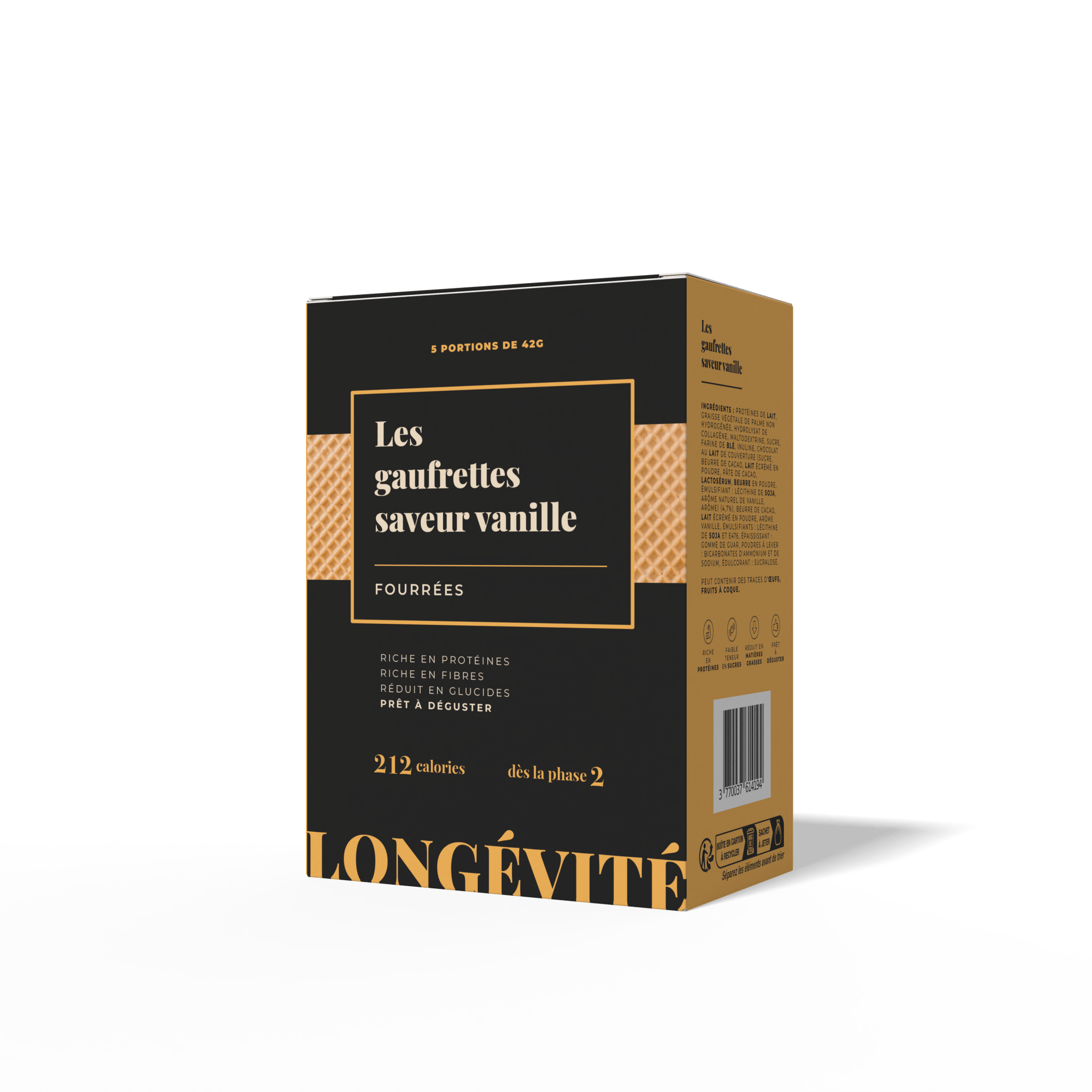 Les gaufrettes saveur vanille (5 gaufrettes) - LONGÉVITÉ