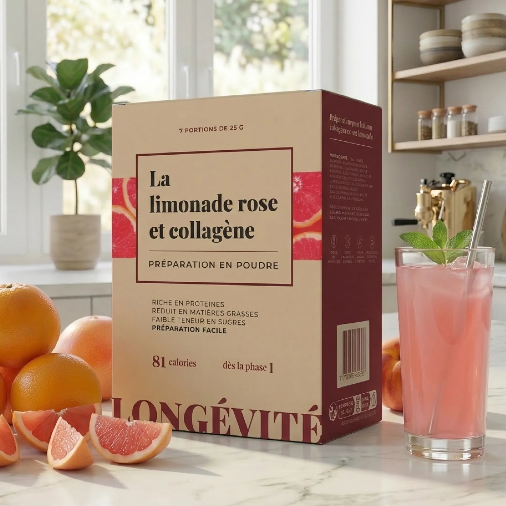 Limonade rose au collagène en poudre, riche en protéines et faible en sucres – LONGÉVITÉ