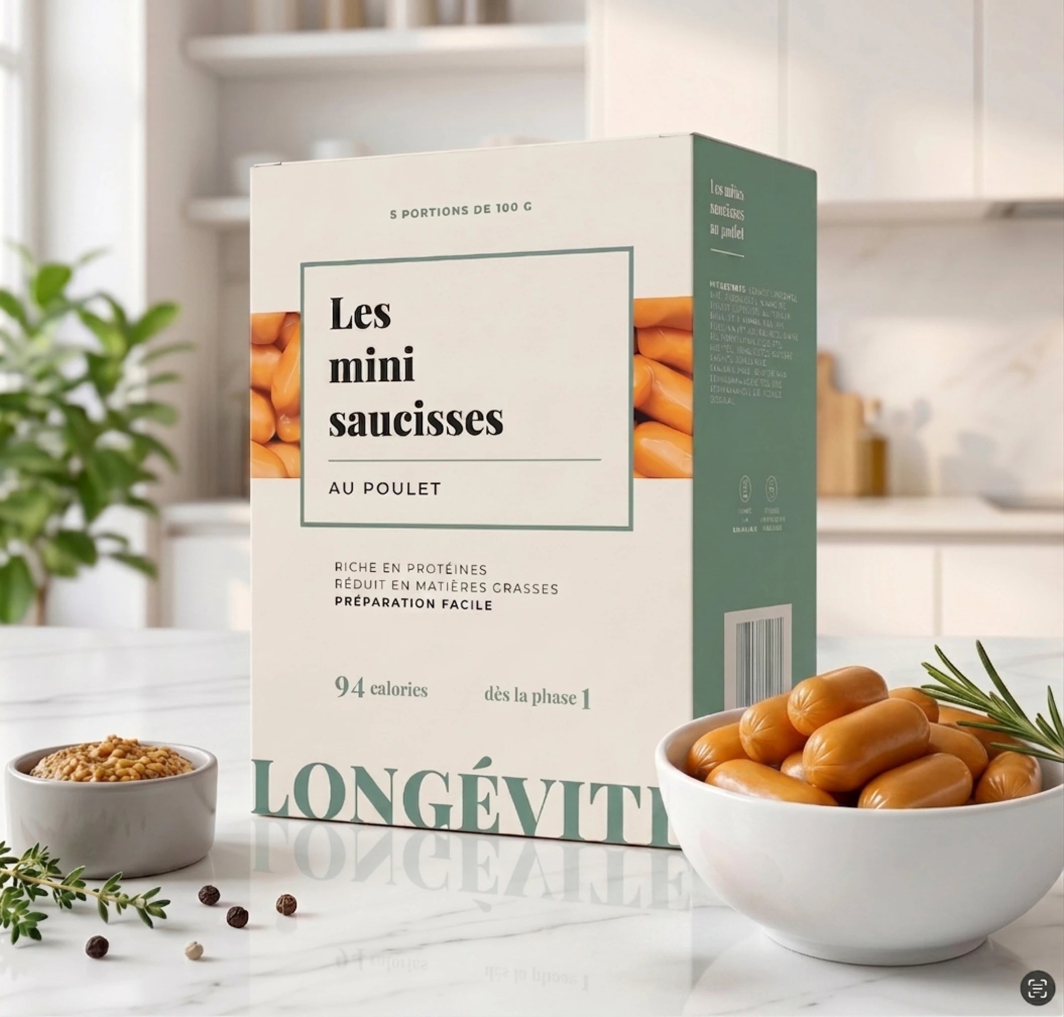 Mini-saucisses poulet protéinées prêtes à consommer, riches en protéines et faibles en matières grasses – LONGÉVITÉ