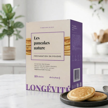 Pancakes nature protéinés en poudre, riches en protéines et faibles en sucre, préparation facile – LONGÉVITÉ