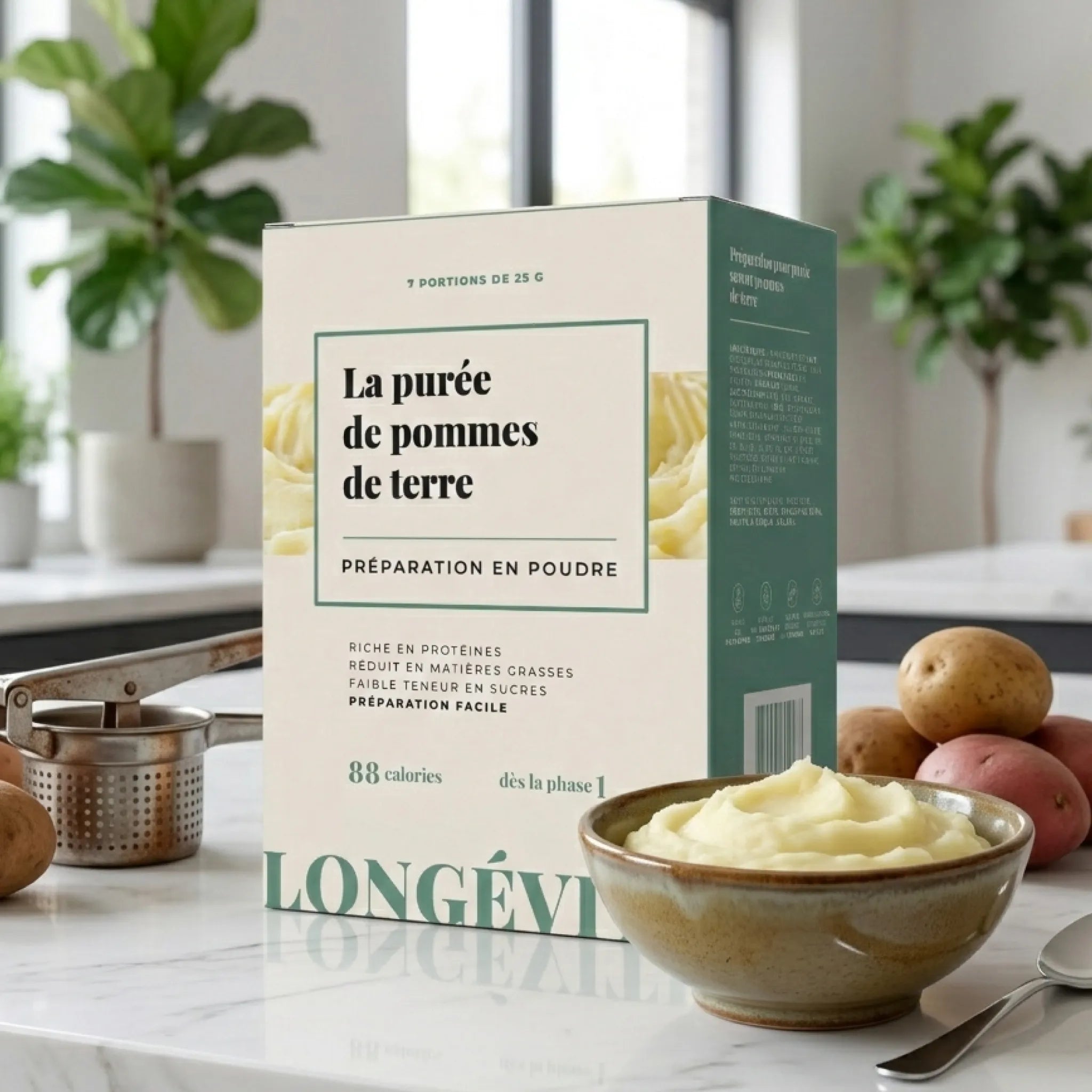 Purée de pommes de terre protéinée en poudre, riche en protéines et faible en matières grasses – LONGÉVITÉ