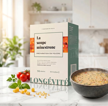 Soupe minestrone protéinée en poudre, riche en protéines et faible en matières grasses – LONGÉVITÉ
