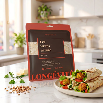 Wraps nature au blé riches en protéines et en fibres, teneur en glucides réduite – LONGÉVITÉ